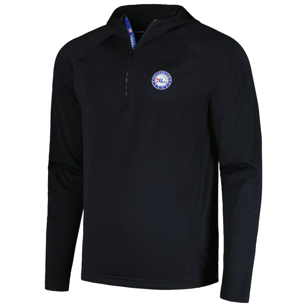 Philadelphia 76ers Levelwear Zander Hoodie Raglan Quarter-Zip Top Black - NBA