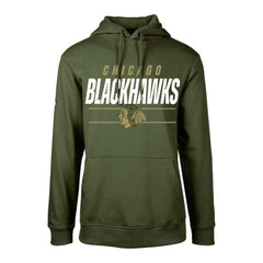 Chicago Blackhawks Levelwear Youth Podium Fleece Pullover Hoodie - Olive - NHL