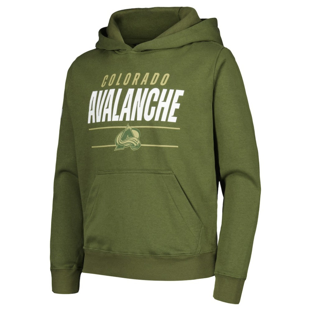 Colorado Avalanche Levelwear Youth Podium Fleece Pullover Hoodie - Olive - NHL