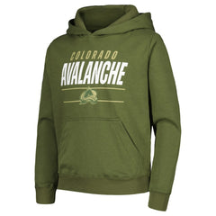 Colorado Avalanche Levelwear Youth Podium Fleece Pullover Hoodie - Olive - NHL