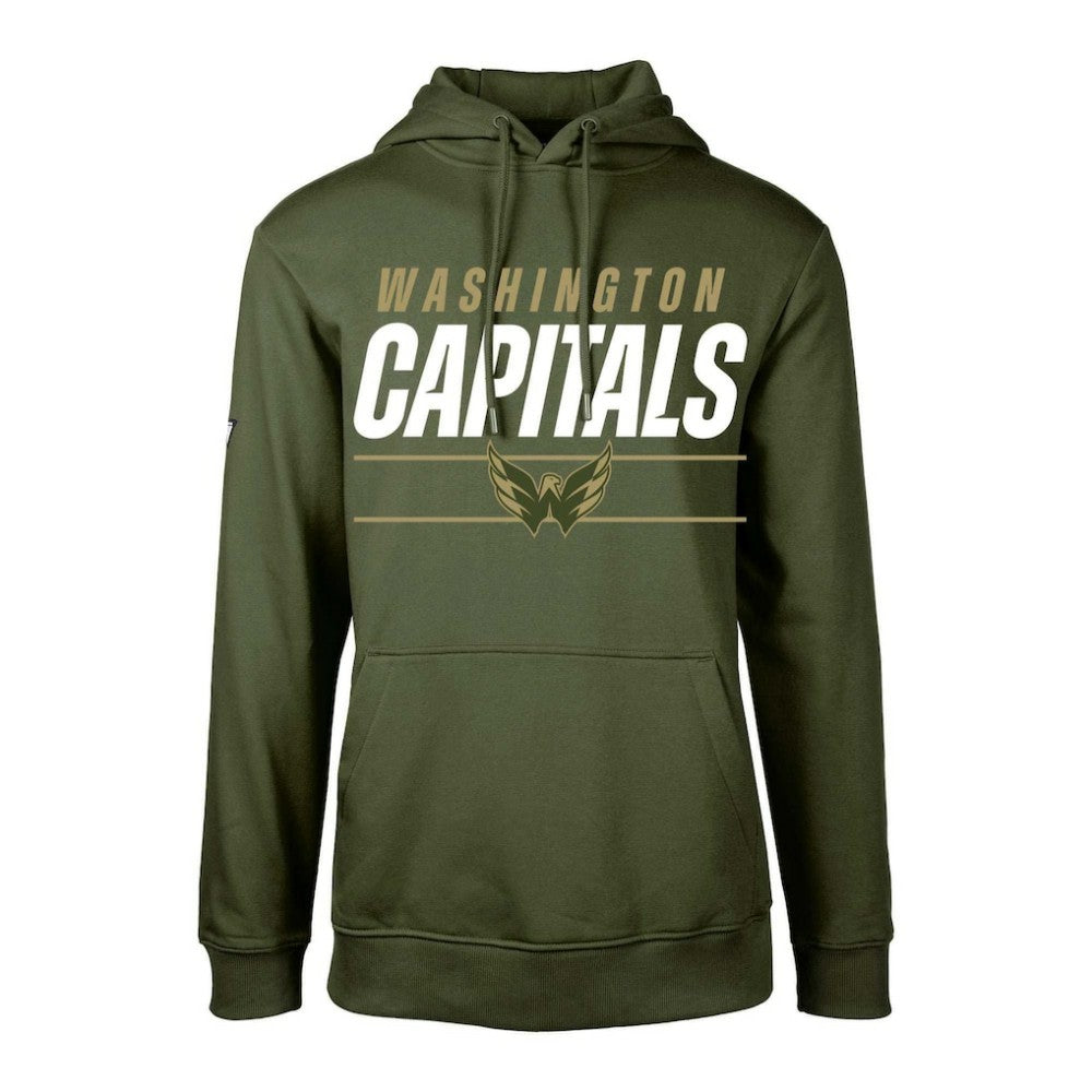 Washington Capitals Levelwear Youth Podium Fleece Pullover Hoodie - Olive - NHL