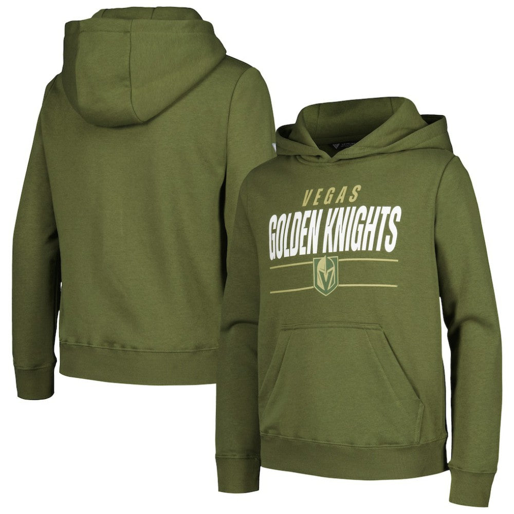 Vegas Golden Knights Levelwear Youth Podium Fleece Pullover Hoodie - Olive - NHL