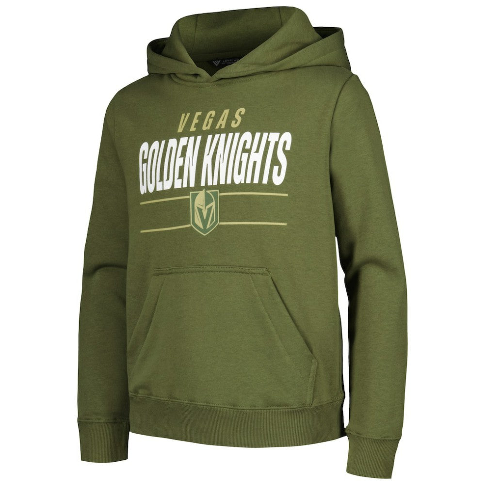 Vegas Golden Knights Levelwear Youth Podium Fleece Pullover Hoodie - Olive - NHL