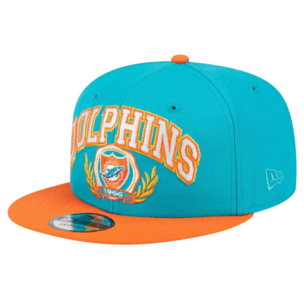 Miami Dolphins New Era Team Establish 9FIFTY Snapback Hat Aqua/Orange | NFL