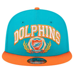 Miami Dolphins New Era Team Establish 9FIFTY Snapback Hat Aqua/Orange | NFL
