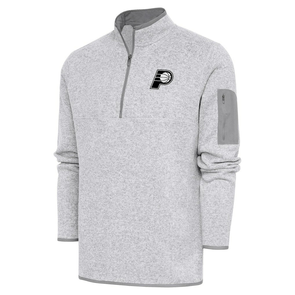 Indiana Pacers Antigua Metallic Logo Fortune Quarter-Zip Jacket Heather Gray - NBA