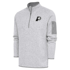 Indiana Pacers Antigua Metallic Logo Fortune Quarter-Zip Jacket Heather Gray - NBA