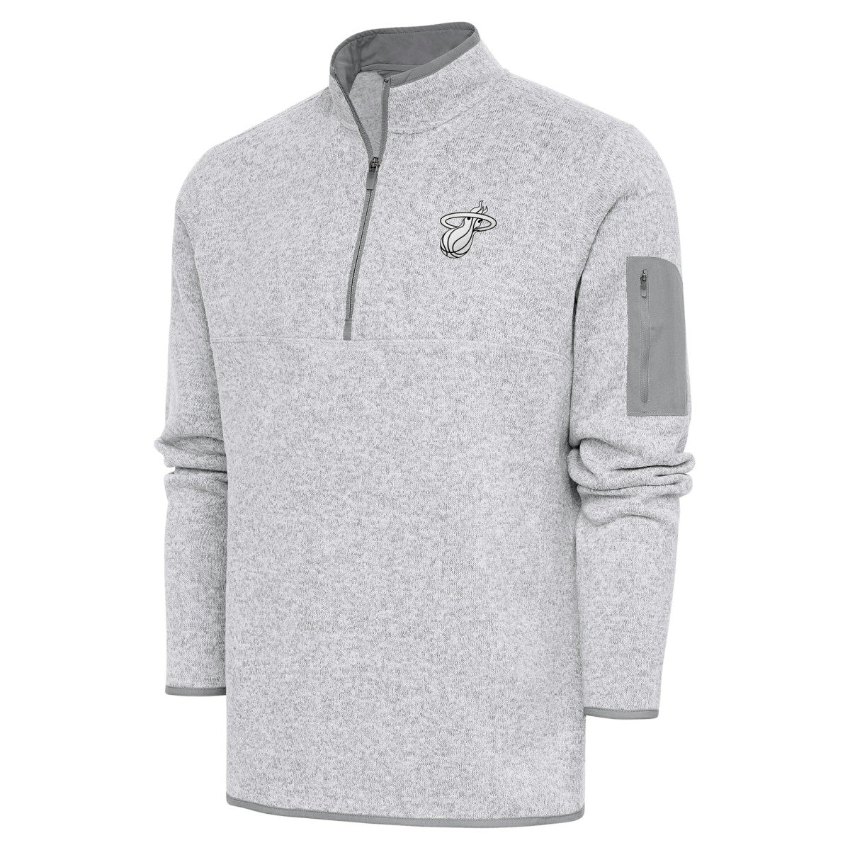 Miami Heat Antigua Metallic Logo Fortune Quarter-Zip Jacket Heather Gray - NBA