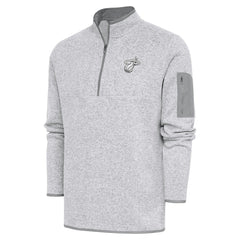 Miami Heat Antigua Metallic Logo Fortune Quarter-Zip Jacket Heather Gray - NBA