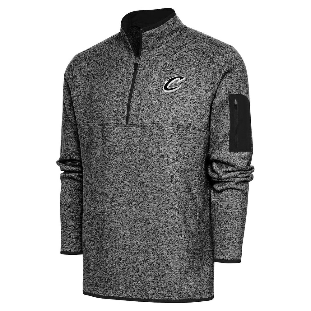 Cleveland Cavaliers Antigua Metallic Logo Fortune Quarter-Zip Jacket Heather Black - NBA