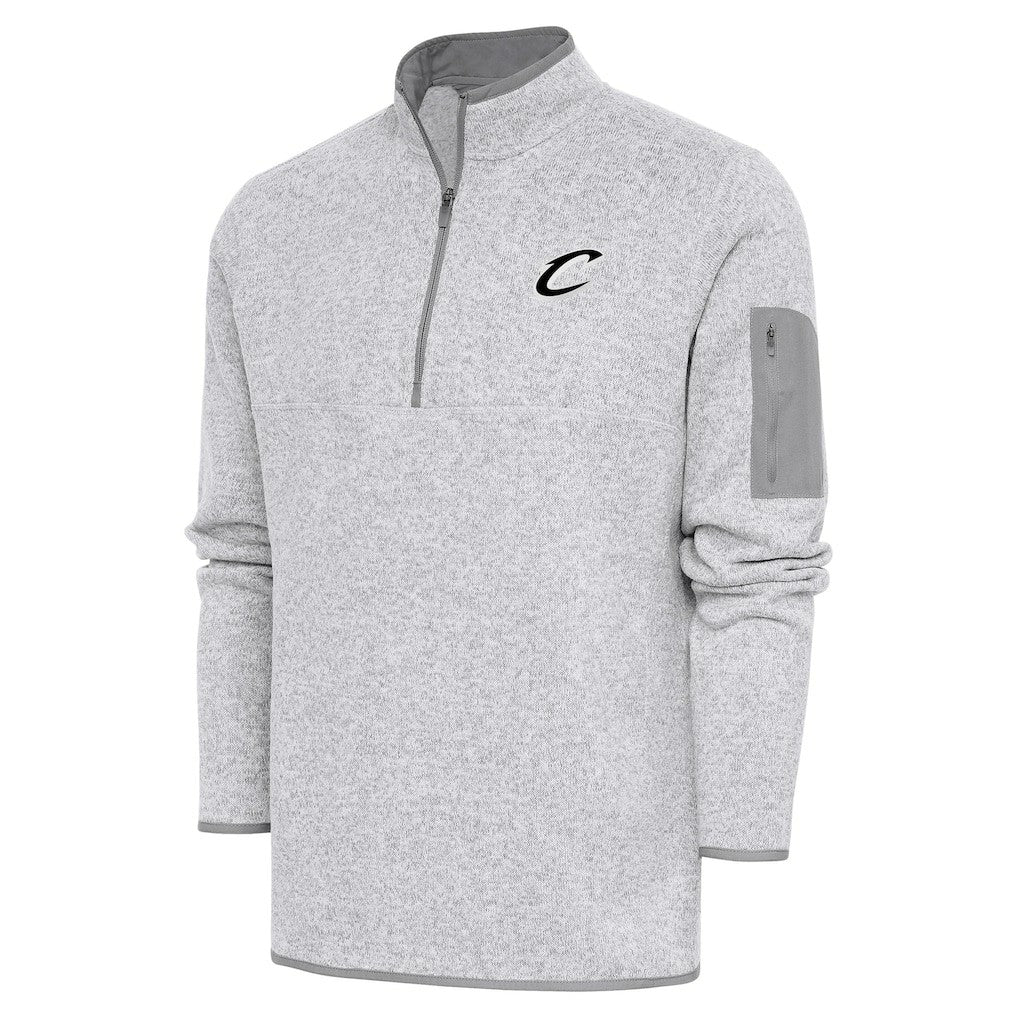 Cleveland Cavaliers Antigua Metallic Logo Fortune Quarter-Zip Jacket Heather Gray - NBA