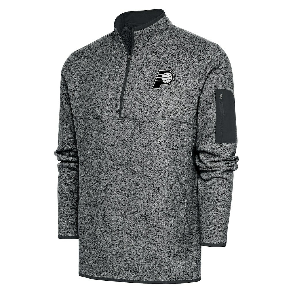 Indiana Pacers Antigua Metallic Logo Big & Tall Fortune Quarter-Zip Jacket Heather Gray - NBA