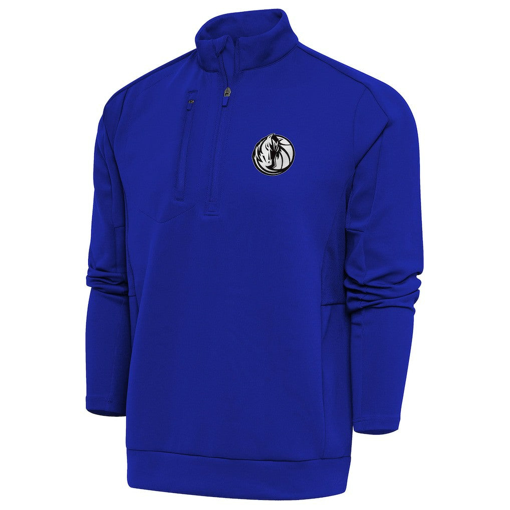 Dallas Mavericks Antigua Metallic Logo Generation Quarter-Zip Top Blue - NBA