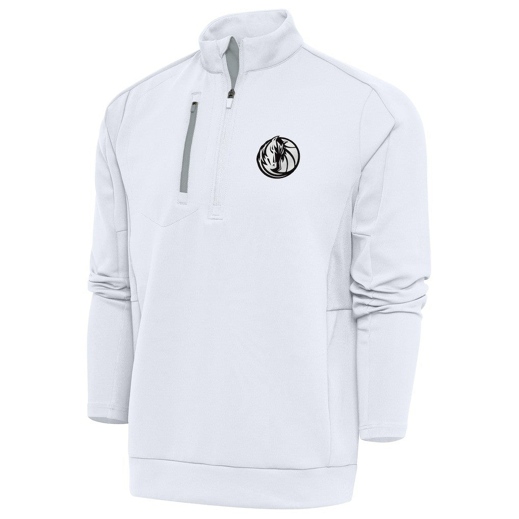 Dallas Mavericks Antigua Metallic Logo Generation Quarter-Zip Top White - NBA