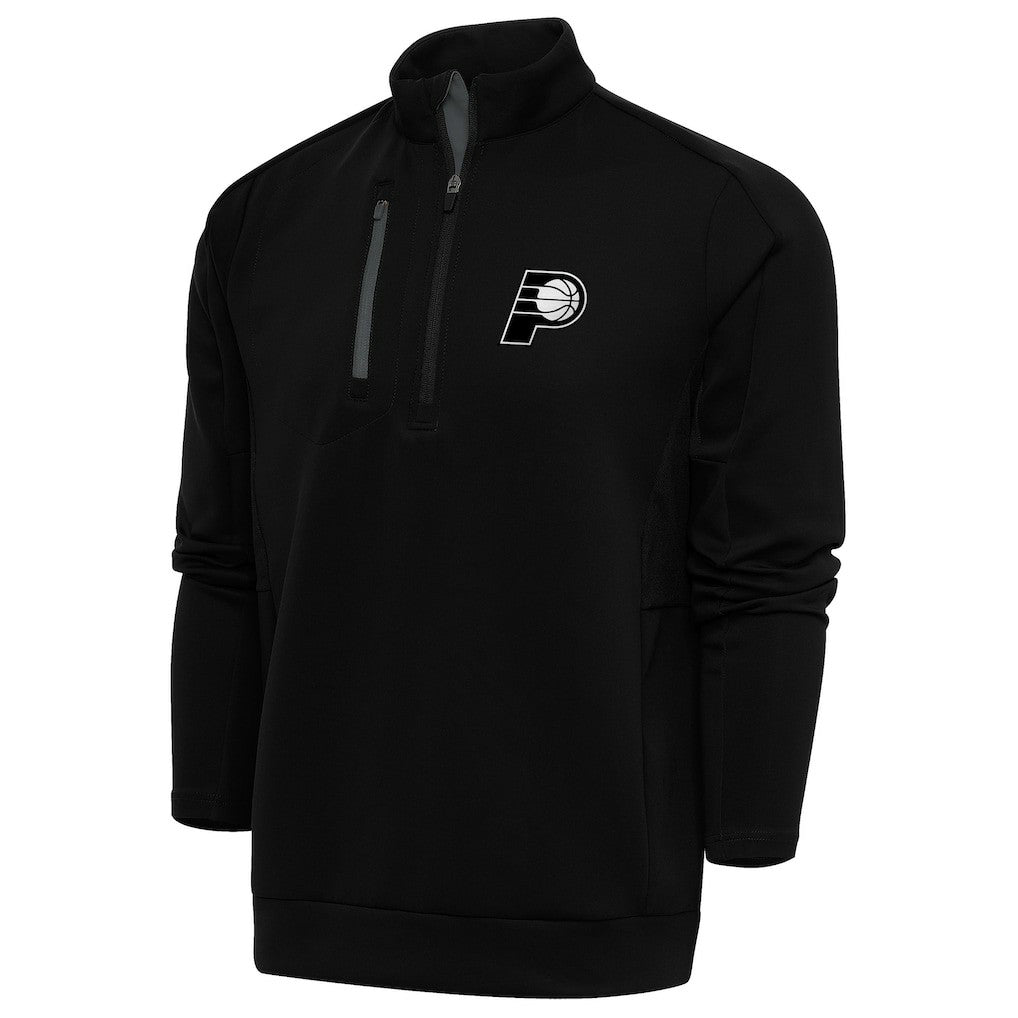 Indiana Pacers Antigua Metallic Logo Generation Quarter-Zip Top Black - NBA