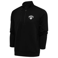New York Knicks Antigua Metallic Logo Generation Quarter-Zip Top Black - NBA