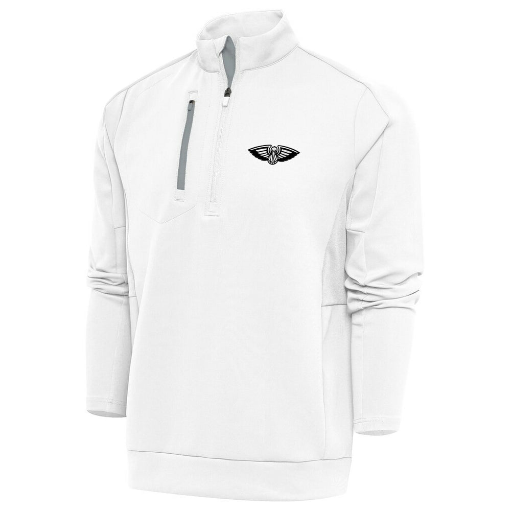 New Orleans Pelicans Antigua Metallic Logo Generation Quarter-Zip Top White - NBA