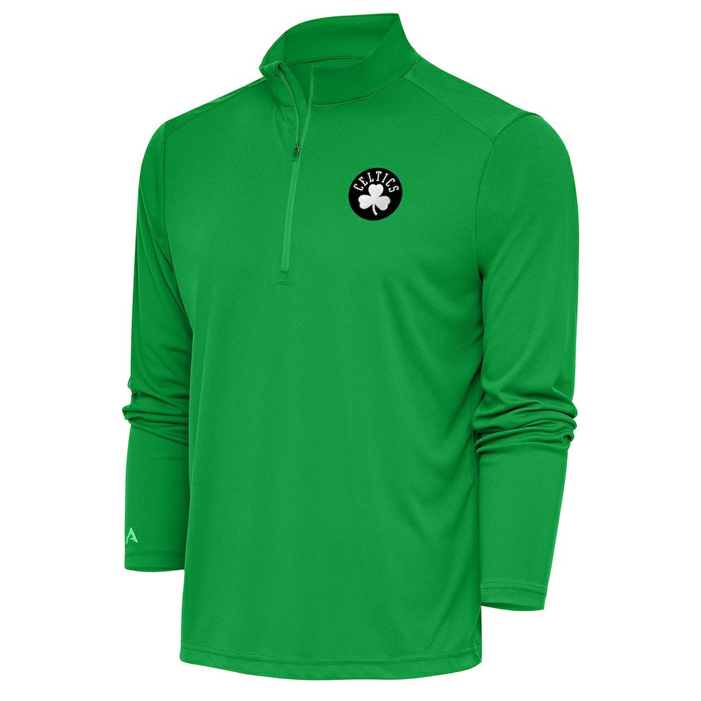 Boston Celtics Antigua Metallic Logo Tribute Quarter-Zip Top Kelly Green - NBA