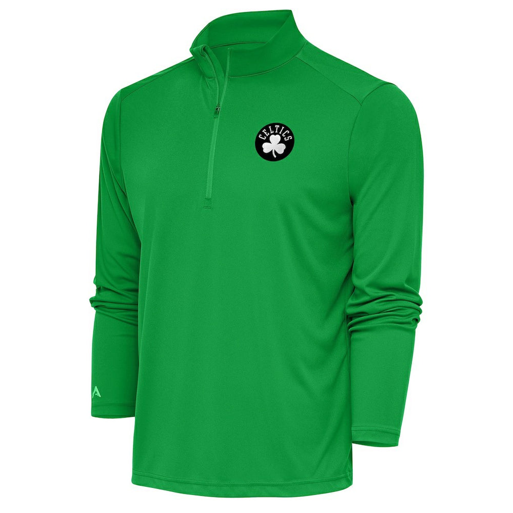 Boston Celtics Antigua Metallic Logo Tribute Quarter-Zip Top Kelly Green - NBA