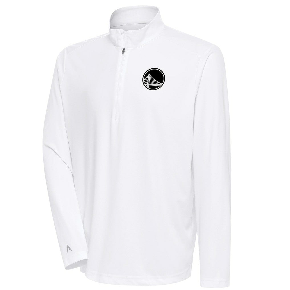 Golden State Warriors Antigua Metallic Logo Tribute Quarter-Zip Top White - NBA