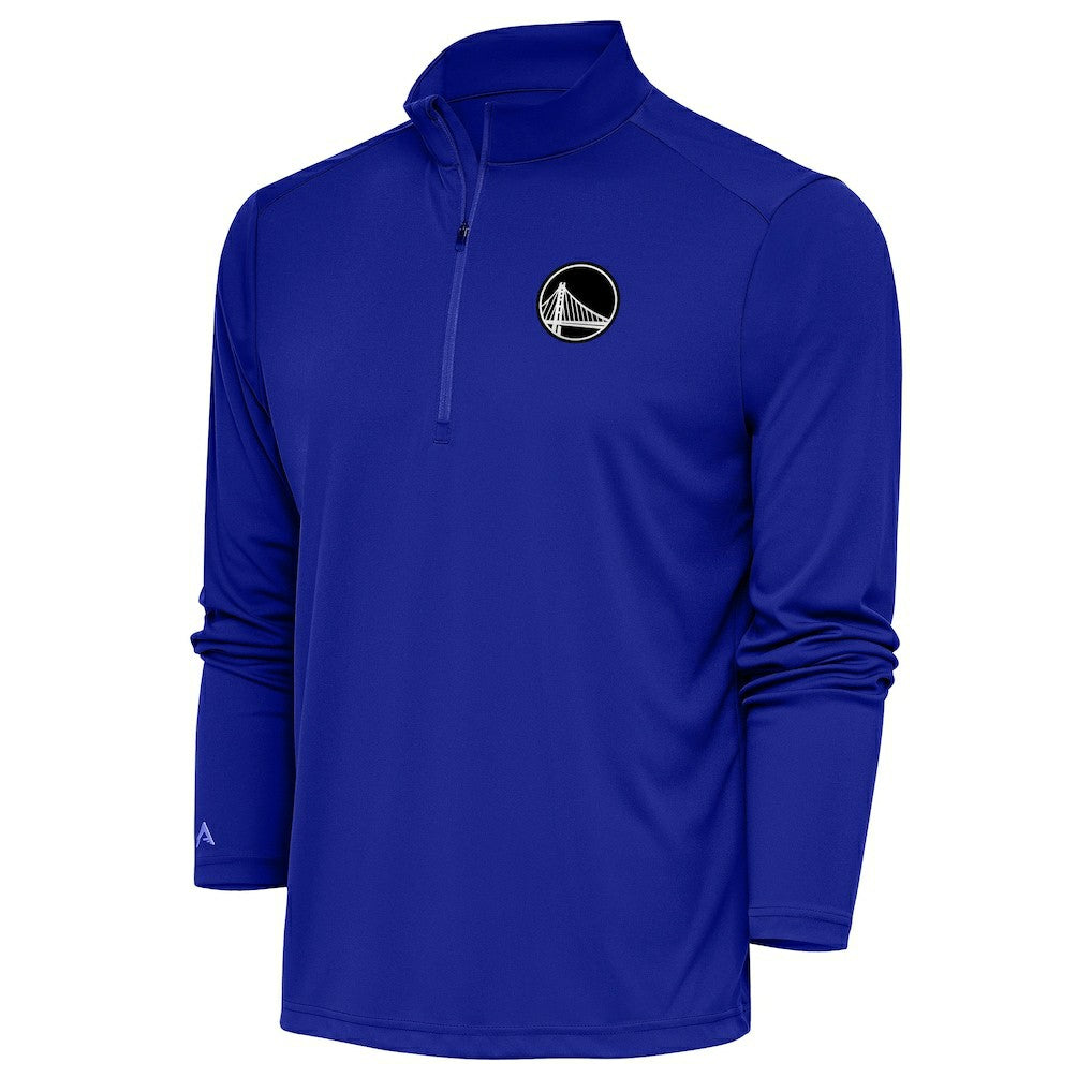 Golden State Warriors Antigua Metallic Logo Tribute Quarter-Zip Top Royal - NBA