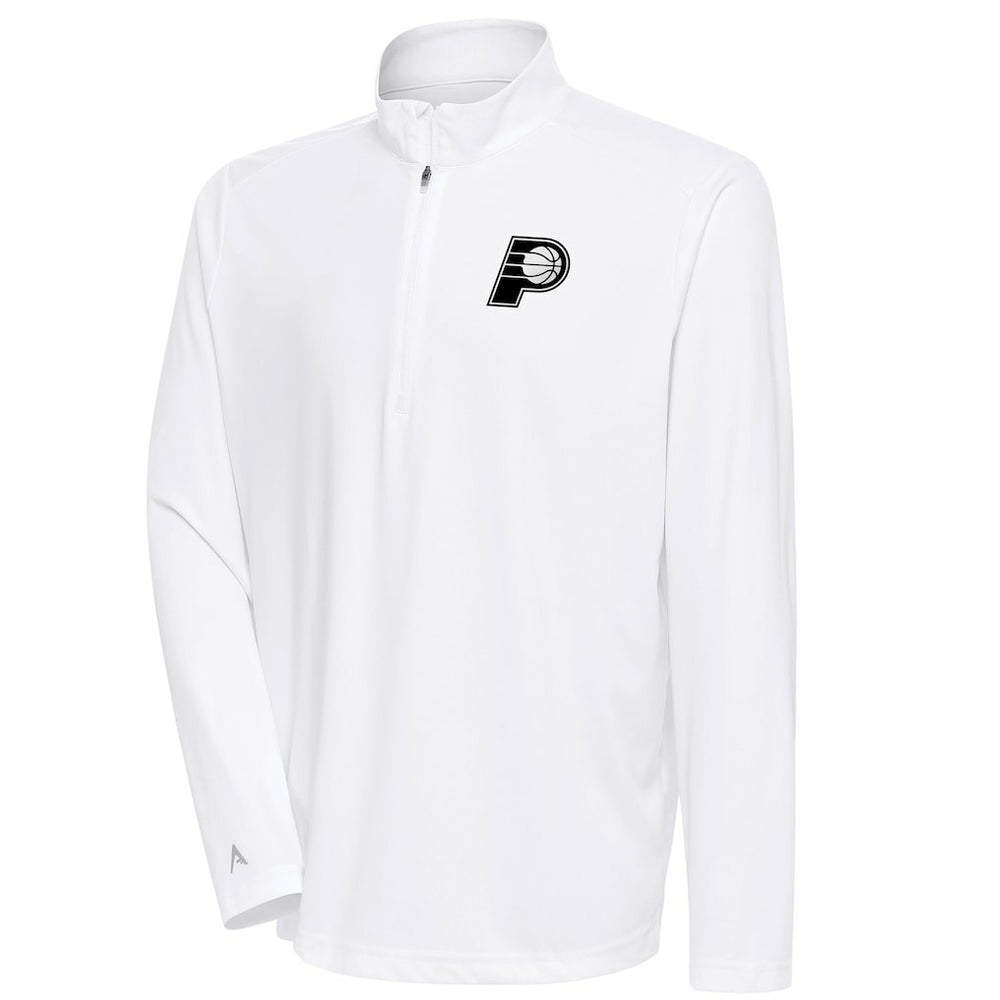 Indiana Pacers Antigua Metallic Logo Tribute Quarter-Zip Top White - NBA