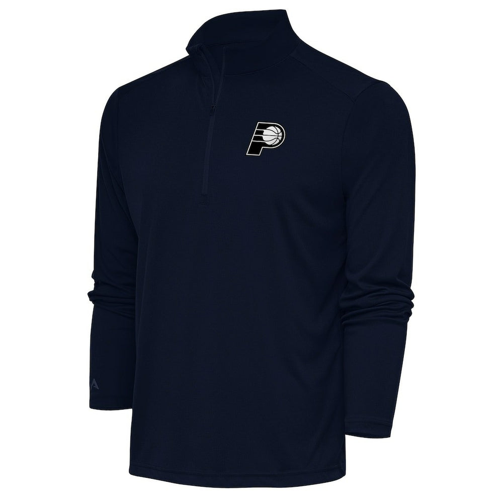 Indiana Pacers Antigua Metallic Logo Tribute Quarter-Zip Top Navy - NBA