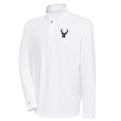 Milwaukee Bucks Antigua Metallic Logo Tribute Quarter-Zip Top White - NBA
