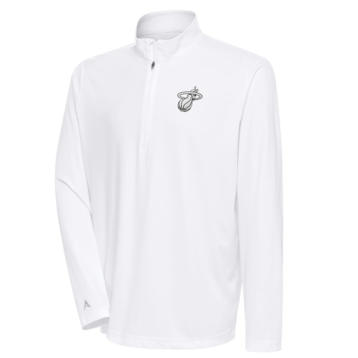 Miami Heat Antigua Metallic Logo Tribute Quarter-Zip Top White - NBA
