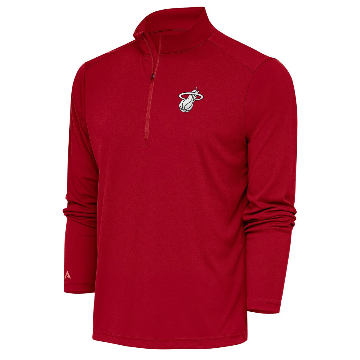 Miami Heat Antigua Metallic Logo Tribute Quarter-Zip Top Red - NBA