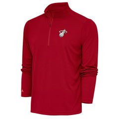 Miami Heat Antigua Metallic Logo Tribute Quarter-Zip Top Red - NBA