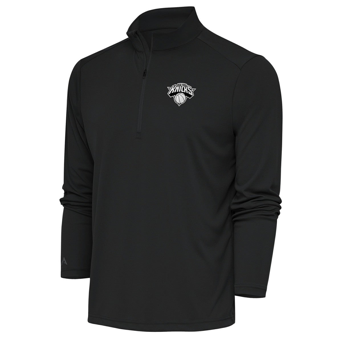 New York Knicks Antigua Metallic Logo Tribute Quarter-Zip Top Charcoal - NBA