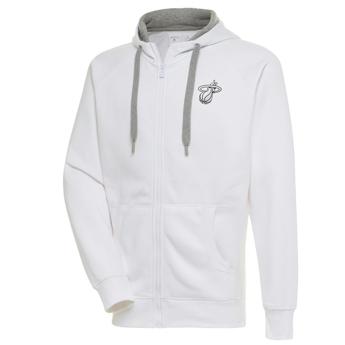 Miami Heat Antigua Metallic Logo Victory Raglan Full-Zip Hoodie White - NBA