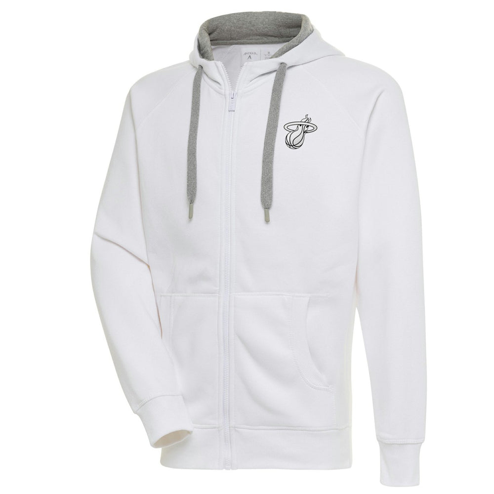 Miami Heat Antigua Metallic Logo Victory Raglan Full-Zip Hoodie White - NBA
