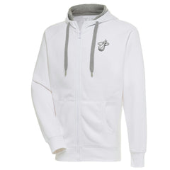 Miami Heat Antigua Metallic Logo Victory Raglan Full-Zip Hoodie White - NBA