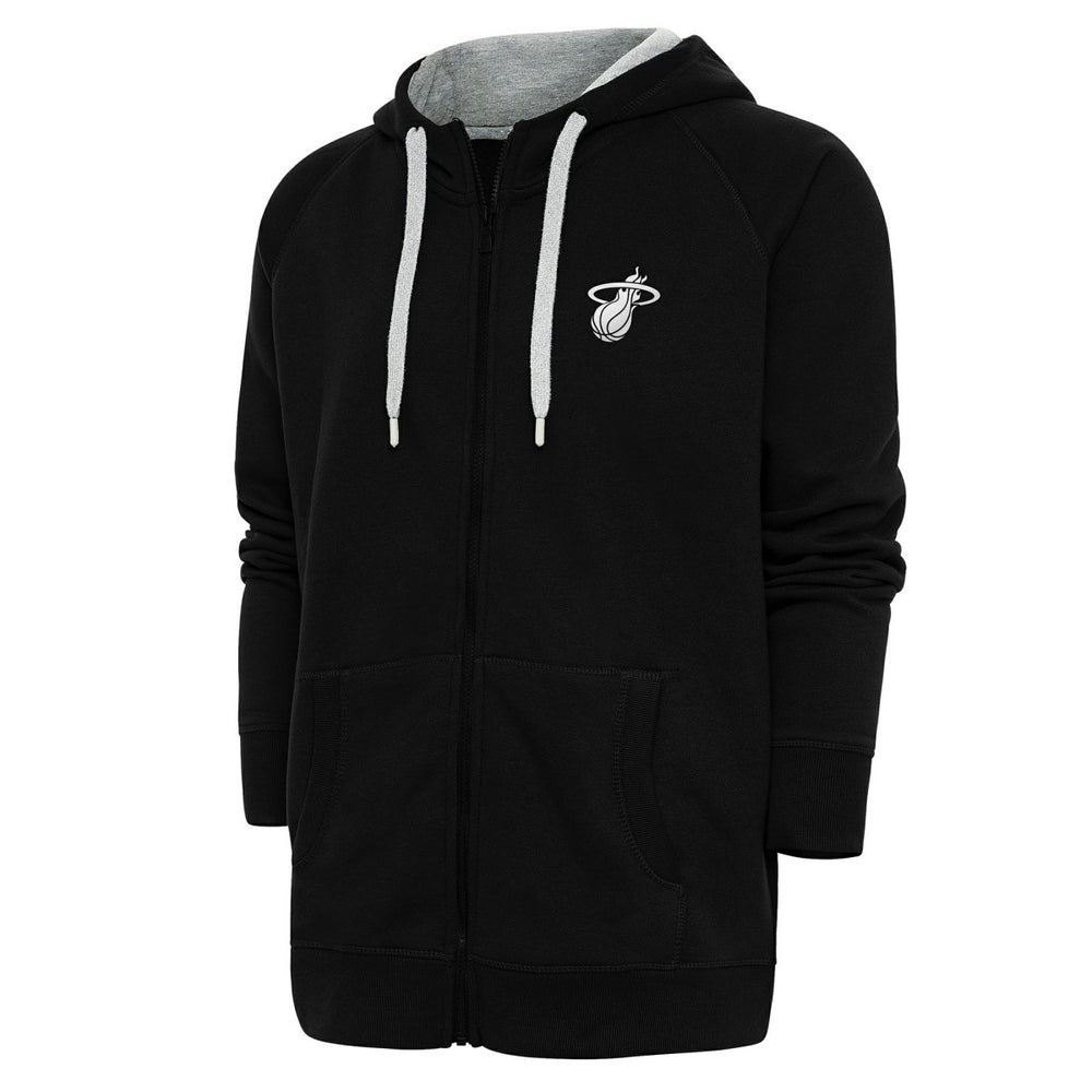 Miami Heat Antigua Metallic Logo Victory Raglan Full-Zip Hoodie Black - NBA