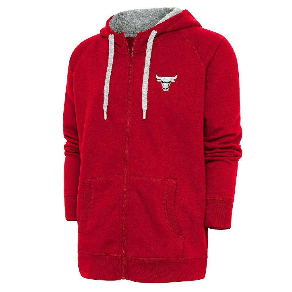 Chicago Bulls Antigua Metallic Logo Victory Raglan Full-Zip Hoodie Red - NBA
