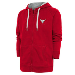 Chicago Bulls Antigua Metallic Logo Victory Raglan Full-Zip Hoodie Red - NBA