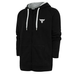 Chicago Bulls Antigua Metallic Logo Victory Raglan Full-Zip Hoodie Black - NBA