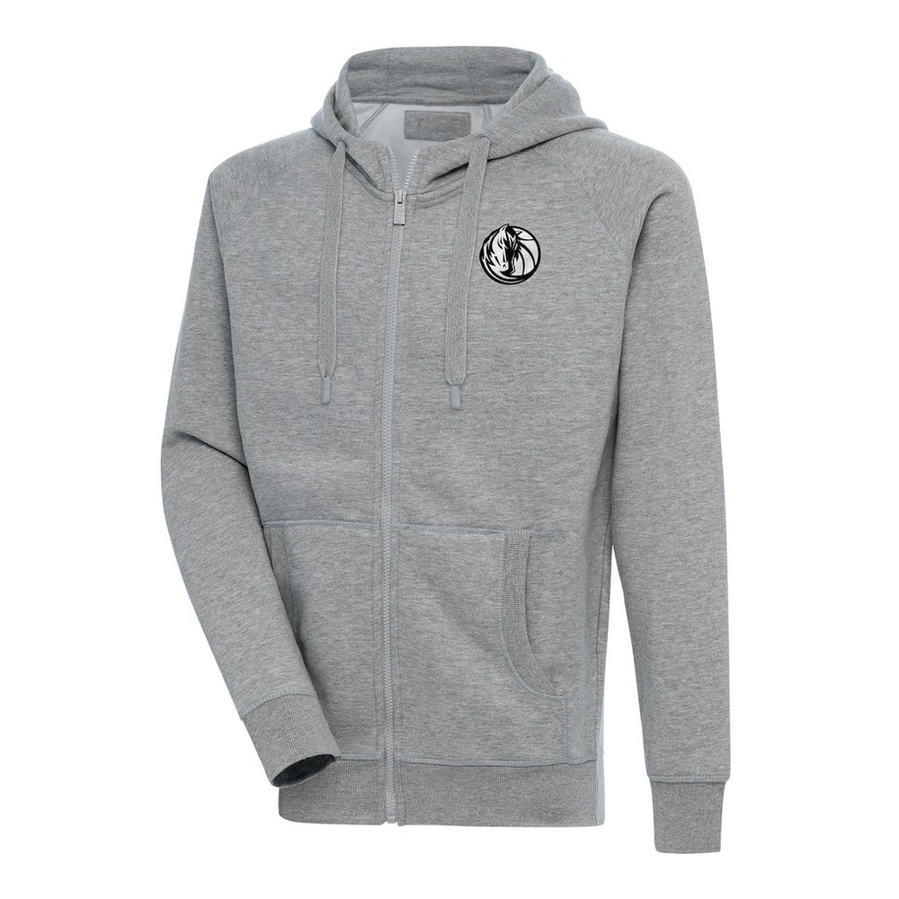 Dallas Mavericks Antigua Metallic Logo Victory Raglan Full-Zip Hoodie Heather Gray - NBA