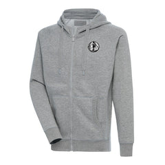 Dallas Mavericks Antigua Metallic Logo Victory Raglan Full-Zip Hoodie Heather Gray - NBA