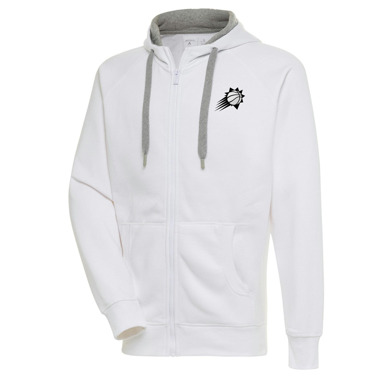 Phoenix Suns Antigua Metallic Logo Victory Raglan Full-Zip Hoodie White - NBA