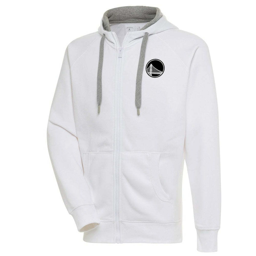 Golden State Warriors Antigua Metallic Logo Victory Raglan Full-Zip Hoodie White - NBA