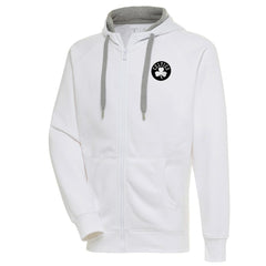 Boston Celtics Antigua Metallic Logo Victory Raglan Full-Zip Hoodie White - NBA