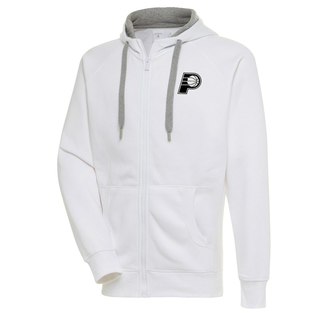Indiana Pacers Antigua Metallic Logo Victory Raglan Full-Zip Hoodie White - NBA