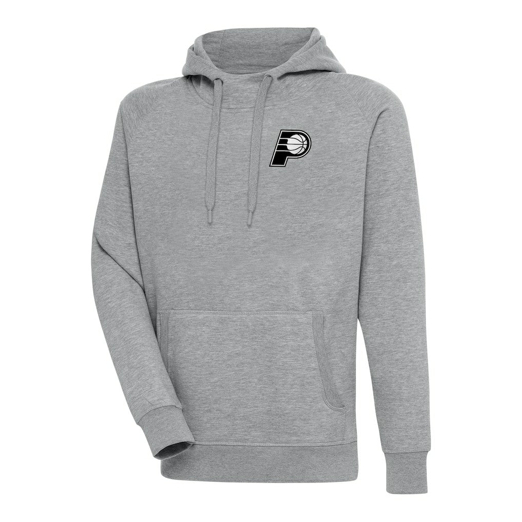 Indiana Pacers Antigua Metallic Logo Victory Raglan Pullover Hoodie Heather Gray - NBA
