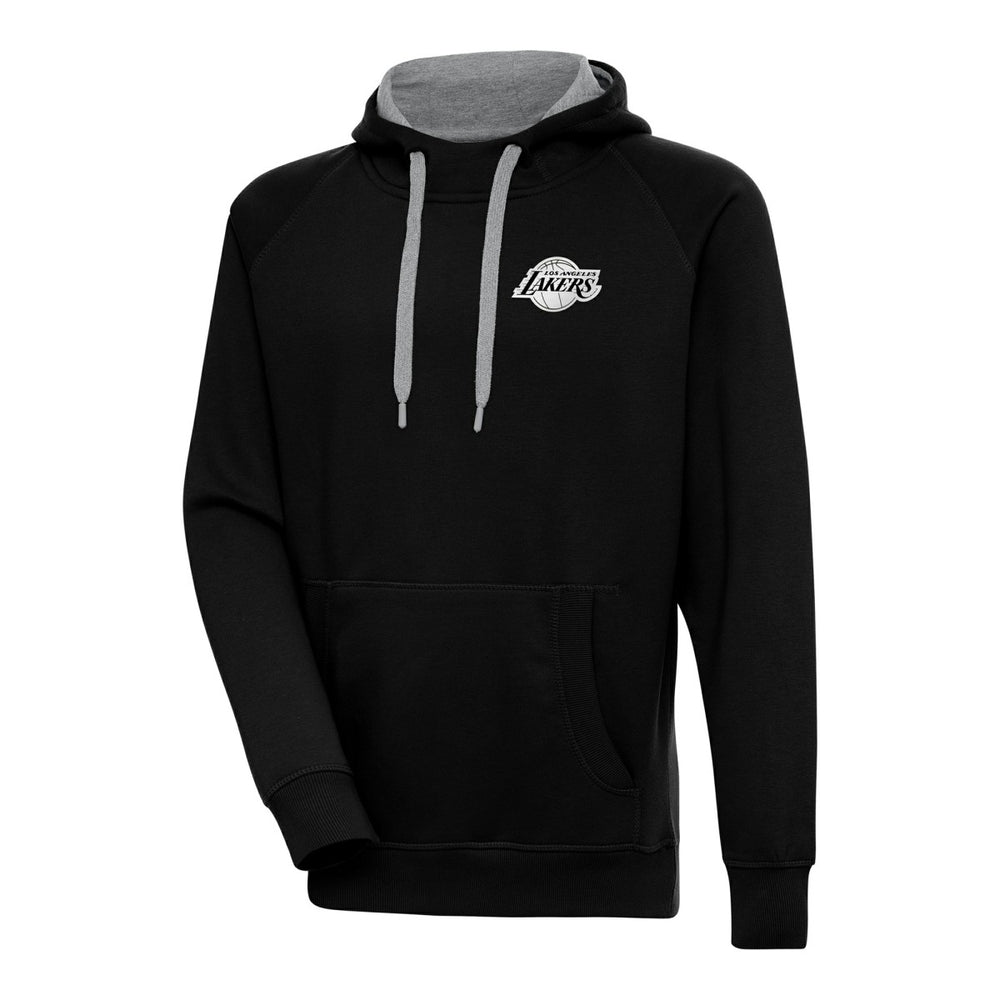 Los Angeles Lakers Antigua Metallic Logo Victory Raglan Pullover Hoodie Black - NBA