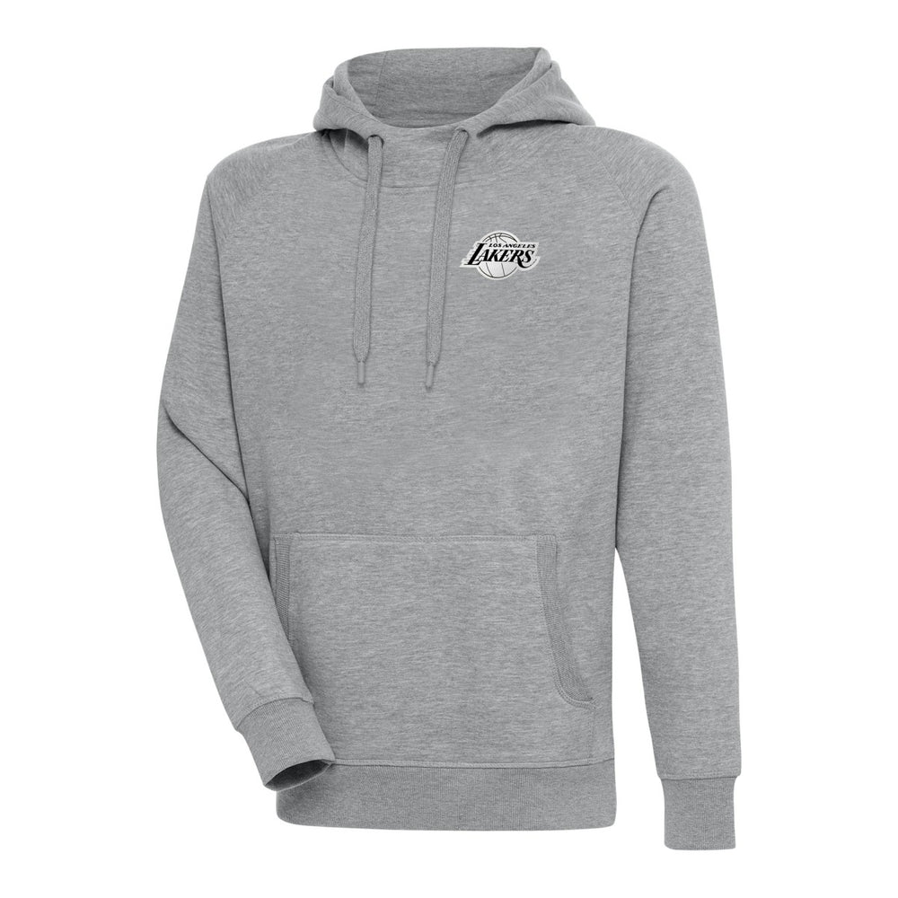 Los Angeles Lakers Antigua Metallic Logo Victory Raglan Pullover Hoodie Heather Gray - NBA