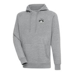 New York Knicks Antigua Metallic Logo Victory Raglan Pullover Hoodie Heather Gray - NBA