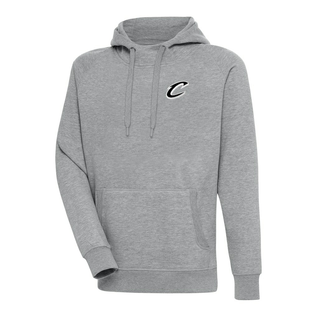 Cleveland Cavaliers Antigua Metallic Logo Victory Raglan Pullover Hoodie Heather Gray - NBA